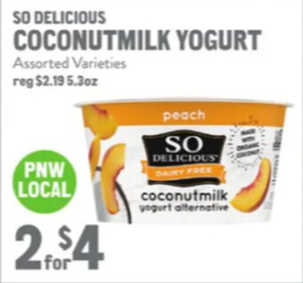 New Seasons Market So Delicious Coconutmilk Yogurt offer