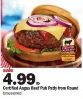 Meijer Certified Angus Beef Pub Patty From Round offer