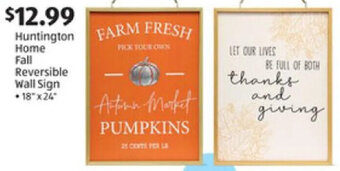 Aldi Huntington Home Fall Reversible Wall Sign offer