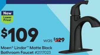 Lowe's Moen Lindor Matte Black Bathroom Faucet offer