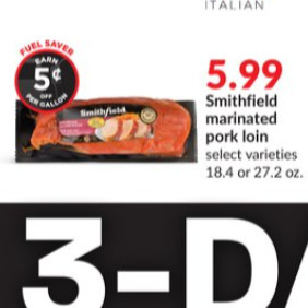 Hy-Vee Smithfield marinated pork loin offer