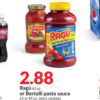 Hy-Vee Ragu or bertolli pasta sauce offer