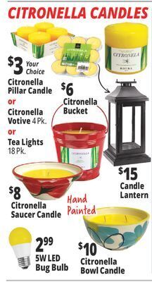 Ocean State Job Lot Citronella candles offer