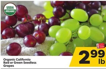 Weis Markets Organic california red or green seedless grapes offer