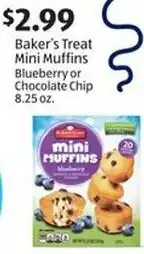 Aldi Baker's Treat Mini Muffins Blueberry or Chocolate Chip offer