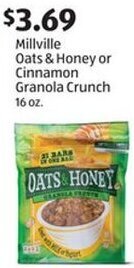 Aldi Millville Oats & Honey or Cinnamon Granola Crunch offer