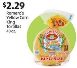 Aldi Romero's Yellow Corn King Tortillas offer