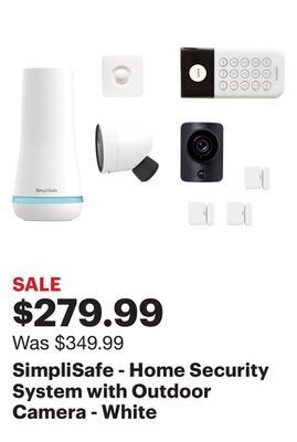 Best Buy Simplisafe - home security system with outdoor camera - white offer
