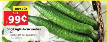 Lidl Long english cucumber offer