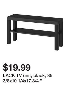 Ikea Lack tv unit, black, 35 3/8x10 1/4x17 3/4 " offer