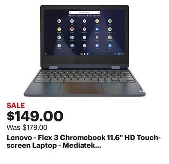 Best Buy Lenovo - flex 3 chromebook 11.6" hd touch-screen laptop - mediatek mt8183 - 4gb - 64gb emmc - abyss blue offer