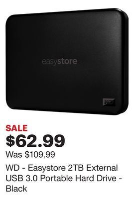 Best Buy Wd - easystore 2tb external usb 3.0 portable hard drive - black offer