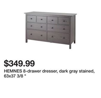 Ikea Hemnes 8-drawer dresser, dark gray stained, 63x37 3/8 " offer