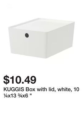 Ikea Kuggis box with lid, white, 10 ¼x13 ¾x6 " offer