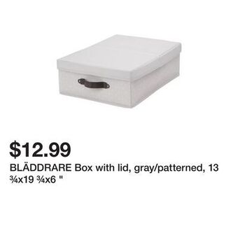 Ikea Bläddrare box with lid, gray/patterned, 13 ¾x19 ¾x6 " offer