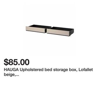 Ikea Hauga upholstered bed storage box, lofallet beige, full/double/twin/single offer