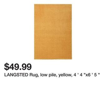 Ikea Langsted rug, low pile, yellow, 4 ' 4 "x6 ' 5 " offer