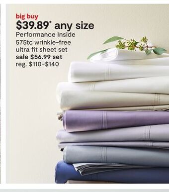 JC Penney Performance inside 575tc wrinkle-free ultra fit sheet set offer