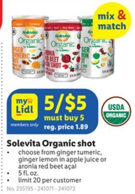 Lidl Solevita organic shot offer