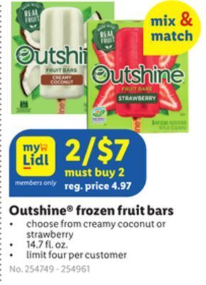 Lidl Outshine® frozen fruit bars offer