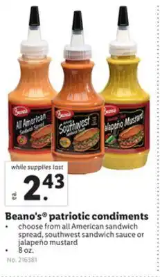 Lidl Beano's® patriotic condiments offer