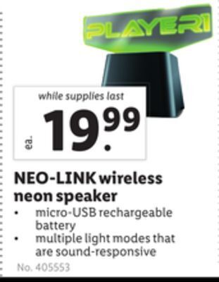 Lidl Neo-link wireless neon speaker offer