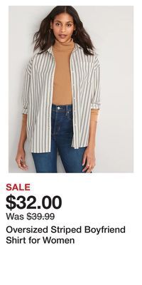 Old Navy Oversized striped boyfriend shirt for women offer