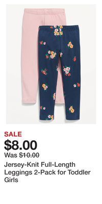 Old Navy Jersey-knit full-length leggings 2-pack for toddler girls offer