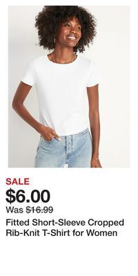 Old Navy Fitted short-sleeve cropped rib-knit t-shirt for women offer
