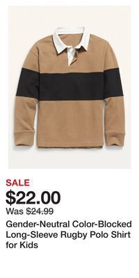 Old Navy Gender-neutral color-blocked long-sleeve rugby polo shirt for kids offer