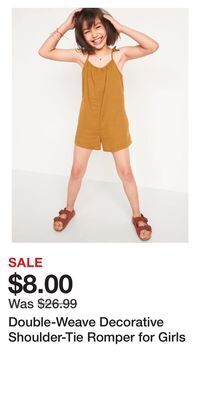 Old Navy Double-weave decorative shoulder-tie romper for girls offer