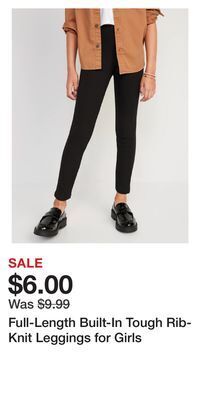 Old Navy Full-length built-in tough rib-knit leggings for girls offer