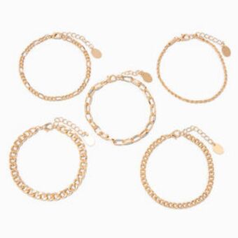 Claire's Gold woven chain bracelet set - 5 pack offer