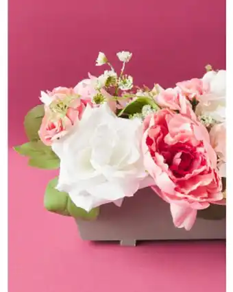 Home Goods 21in artificial rose and peony arrangement in wood planter offer