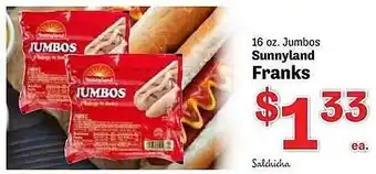 Food Depot Sunnyland franks offer