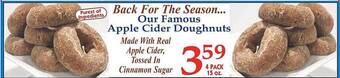 Market Basket Apple cider doughnuts offer