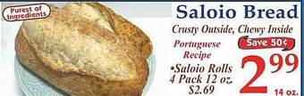 Market Basket Saloio bread offer