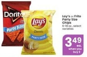 Albertsons Lay's or Frito Party Size Chips offer