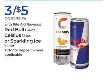 Rite Aid Red bull, celsius or sparkling ice offer