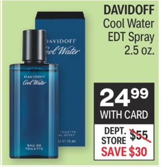 CVS Davidoff cool water edt spray 2.5 oz. offer