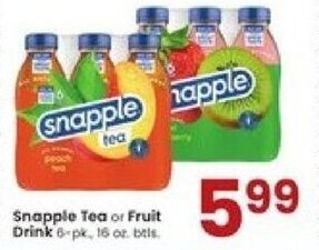 Albertsons Snapple Tea or Fruit Drink offer
