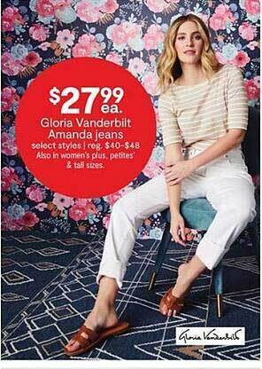 JC Penney Gloria vanderbilt amanda jeans offer