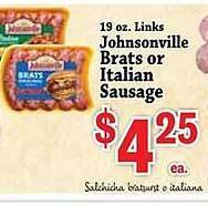 Food Depot Johnsonville brats or italian sausage offer