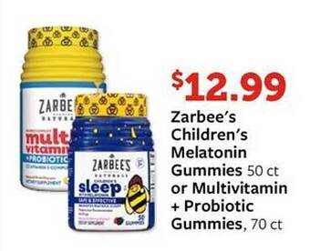 Fareway Zarbee's children's melatonin gummies or multivitamin + probiotic gummies offer