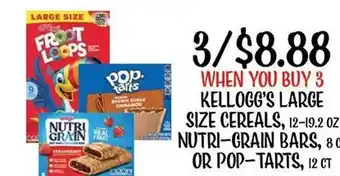 Fareway Kellogg's large size cereals nutri-grain bars or pop-tarts offer