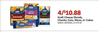 Fareway Kraft cheese shreds chunks cuts slices or cubes offer