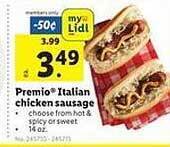 Lidl Premio italian chicken sausage offer