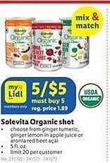 Lidl Solevita organic shot offer