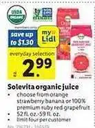 Lidl Solevita organic juice offer