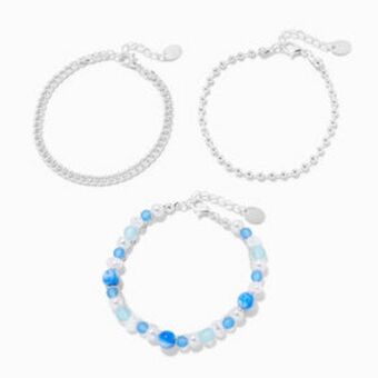 Claire's Blue bubble silver chain bracelet set - 3 pack offer